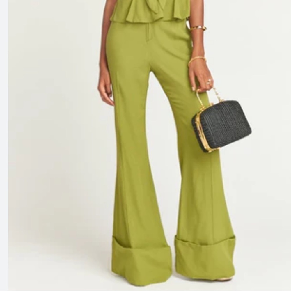 Show Me Your Mumu,Berkeley Bell Pants Chartreuse Avant Garde Wide Leg,Size Small